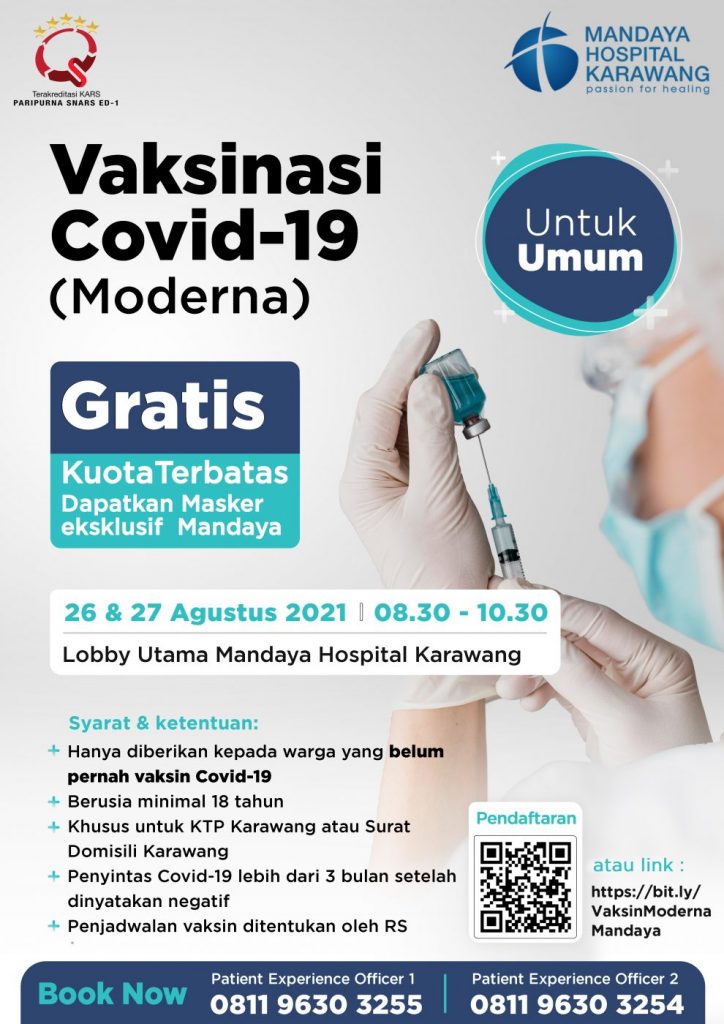 Vaksinasi Covid-19 Moderna untuk Umum - Mandaya Hospital Group