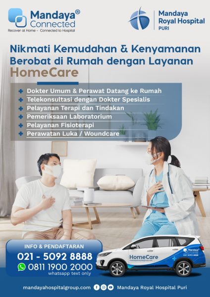 Homecare standar rumah sakit. Pelayanan Homecare terpercaya dari Mandaya Royal Hospital Puri.
