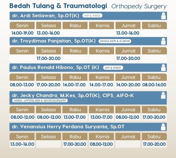 Jadwal dokter ortopedi untuk obati lutut berbunyi