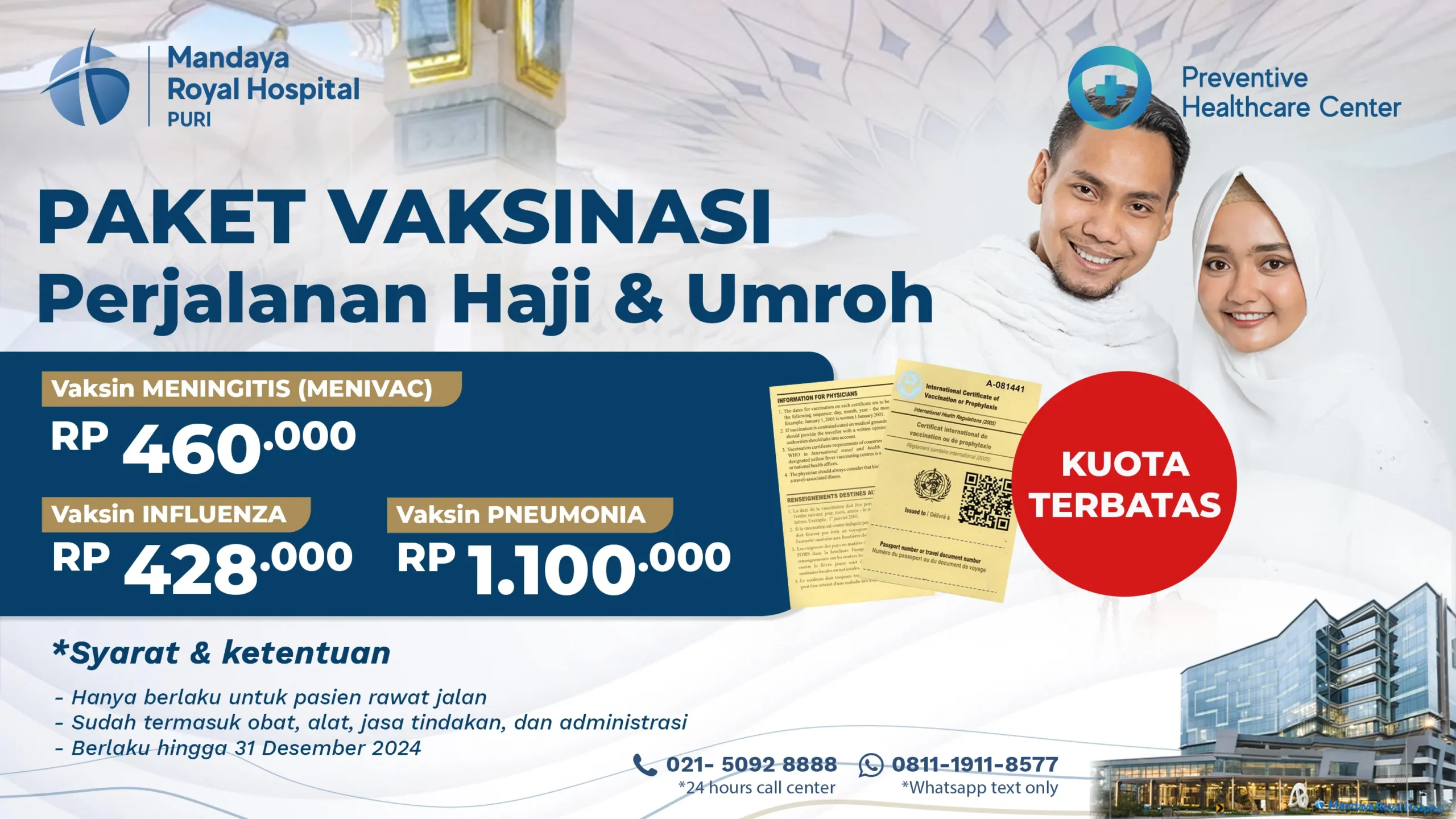 Harga Paket Vaksin Haji dan Umrah 2024 – Mandaya Royal Hospital Puri