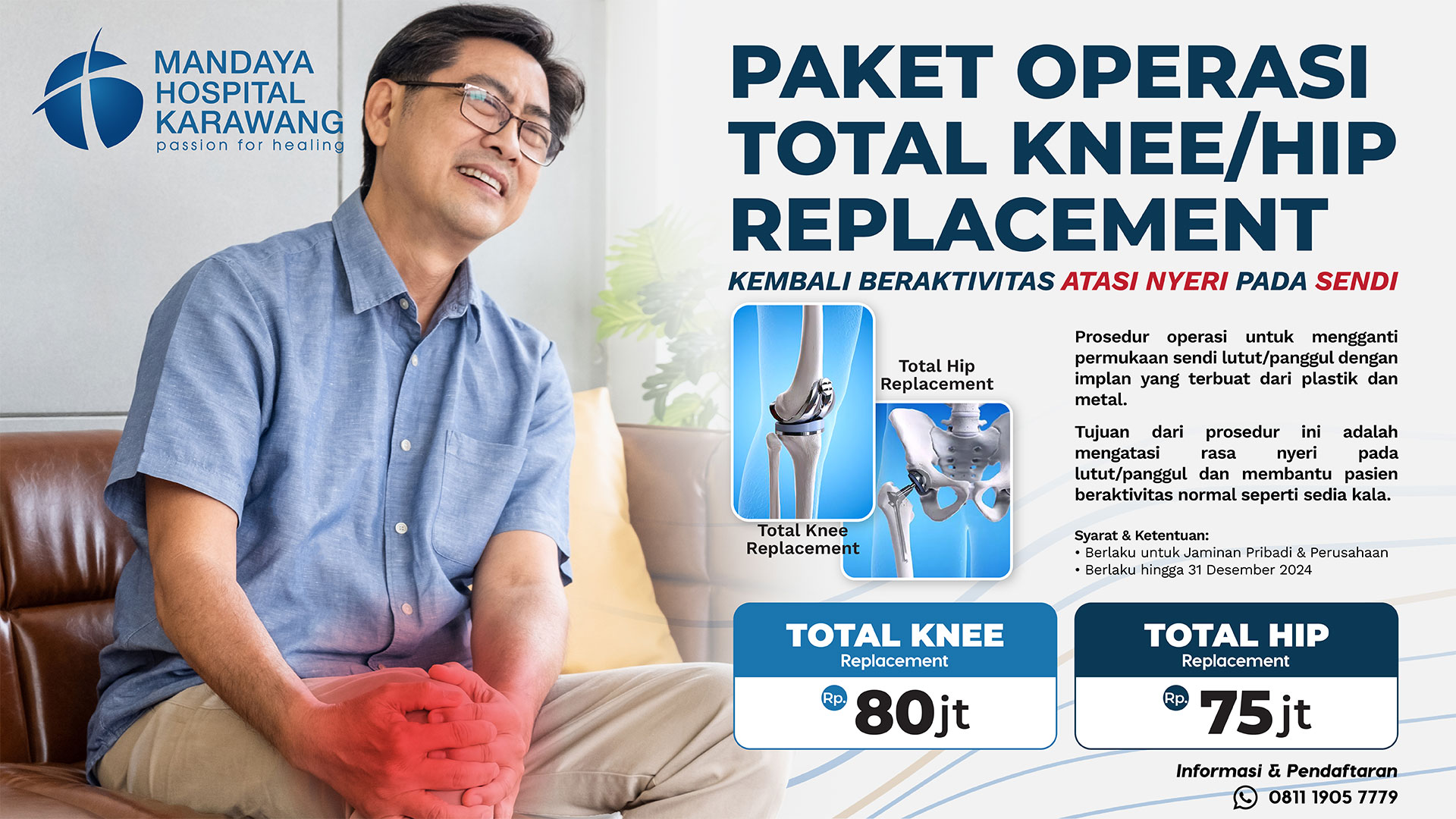Paket Operasi Penggantian Lutut – Mandaya Hospital Karawang