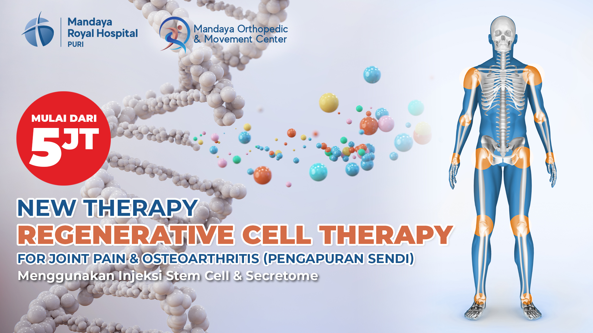 Harga Paket Terapi Stem Cell Untuk Pengapuran Sendi (Osteoarthritis) 2024 – Mandaya Royal Hospital Puri