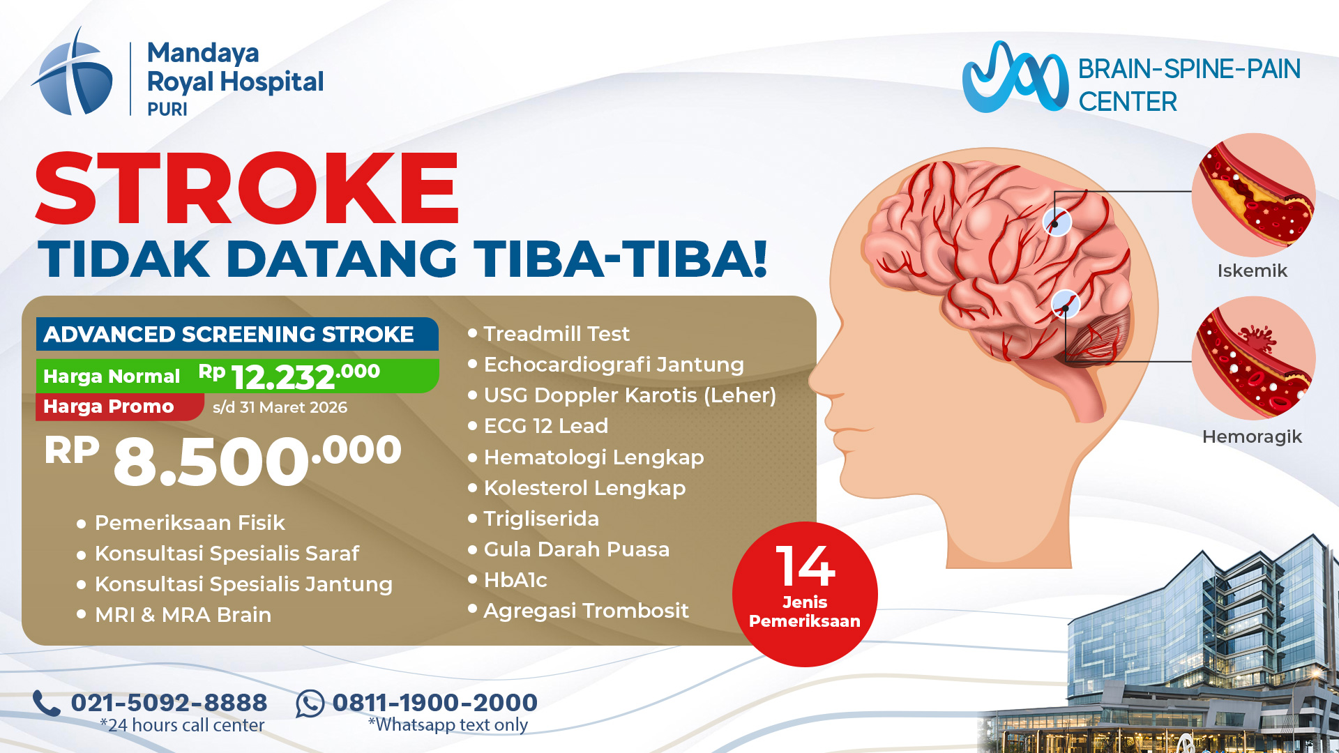 Harga Paket Skrining Stroke (Advanced) 2026 – Mandaya Royal Hospital Puri