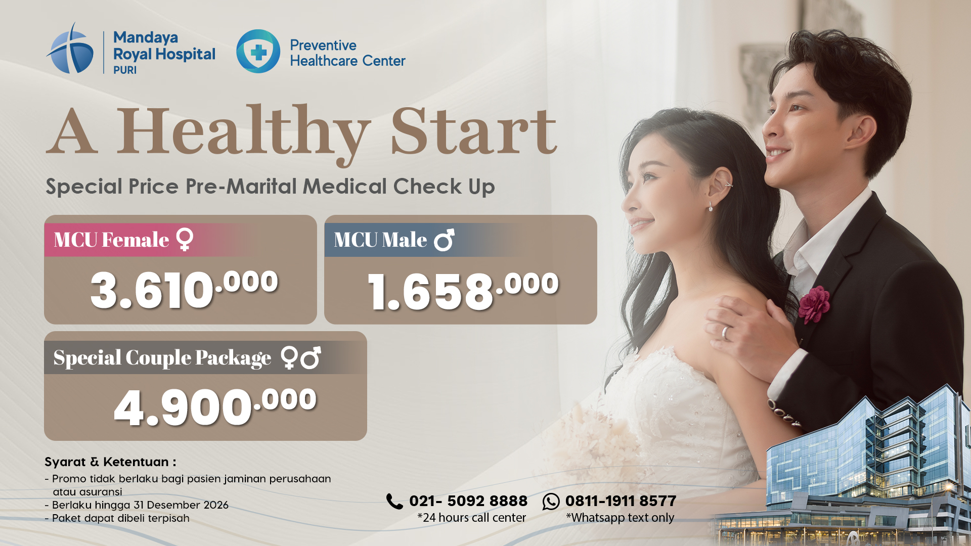 Biaya Premarital Check Up 2026 – Mandaya Royal Hospital Puri