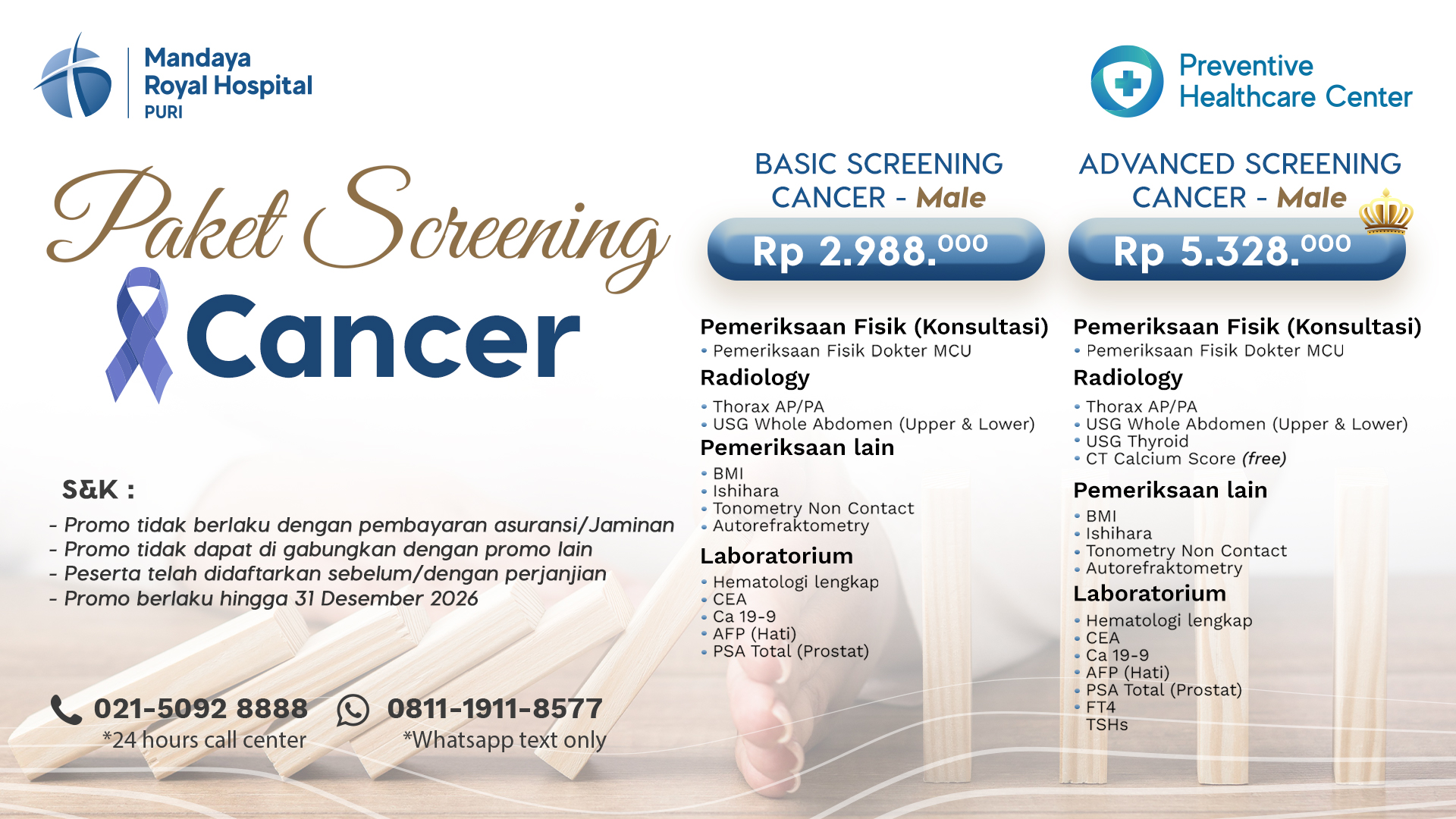 Paket Skrining Kanker Untuk Pria 2026 – Mandaya Royal Hospital Puri