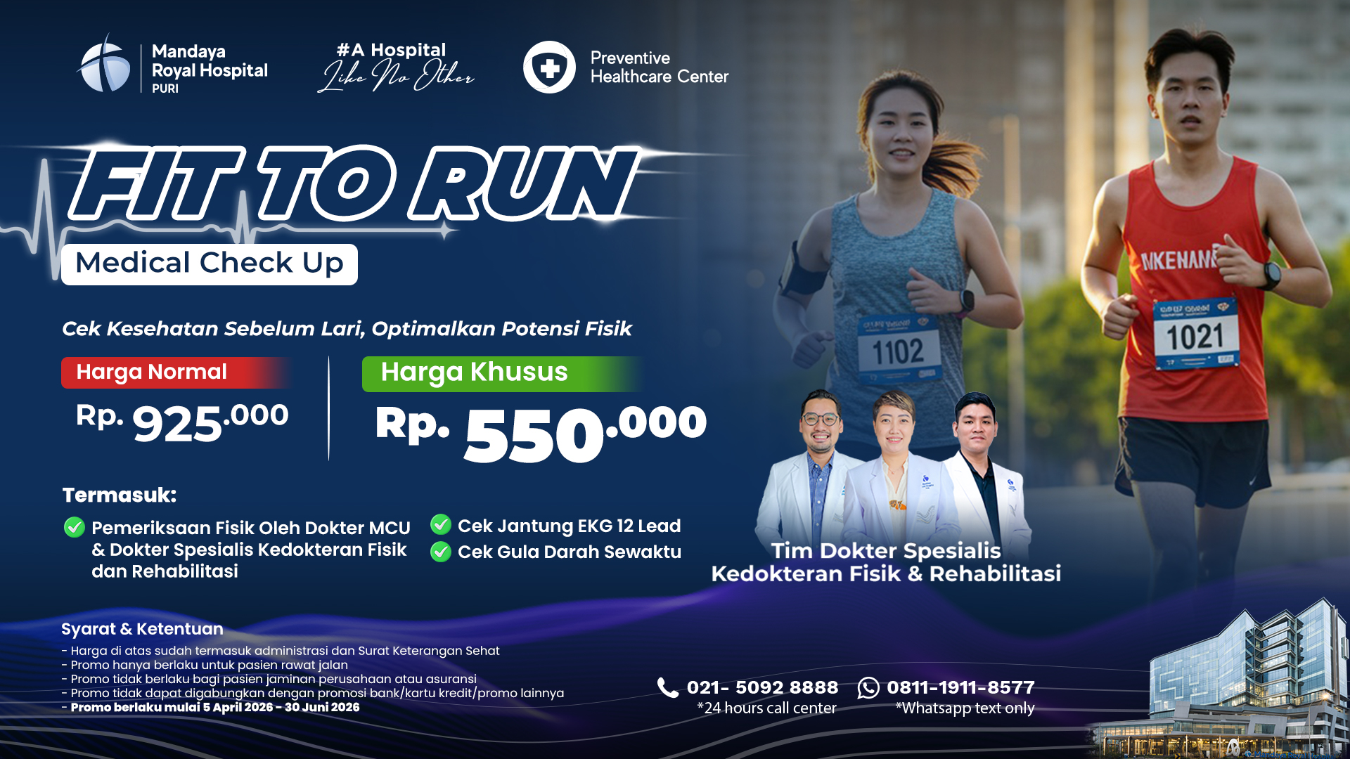 Harga Medical Check Up (MCU) Fit to Run 2026 - Mandaya Royal Hospital Puri
