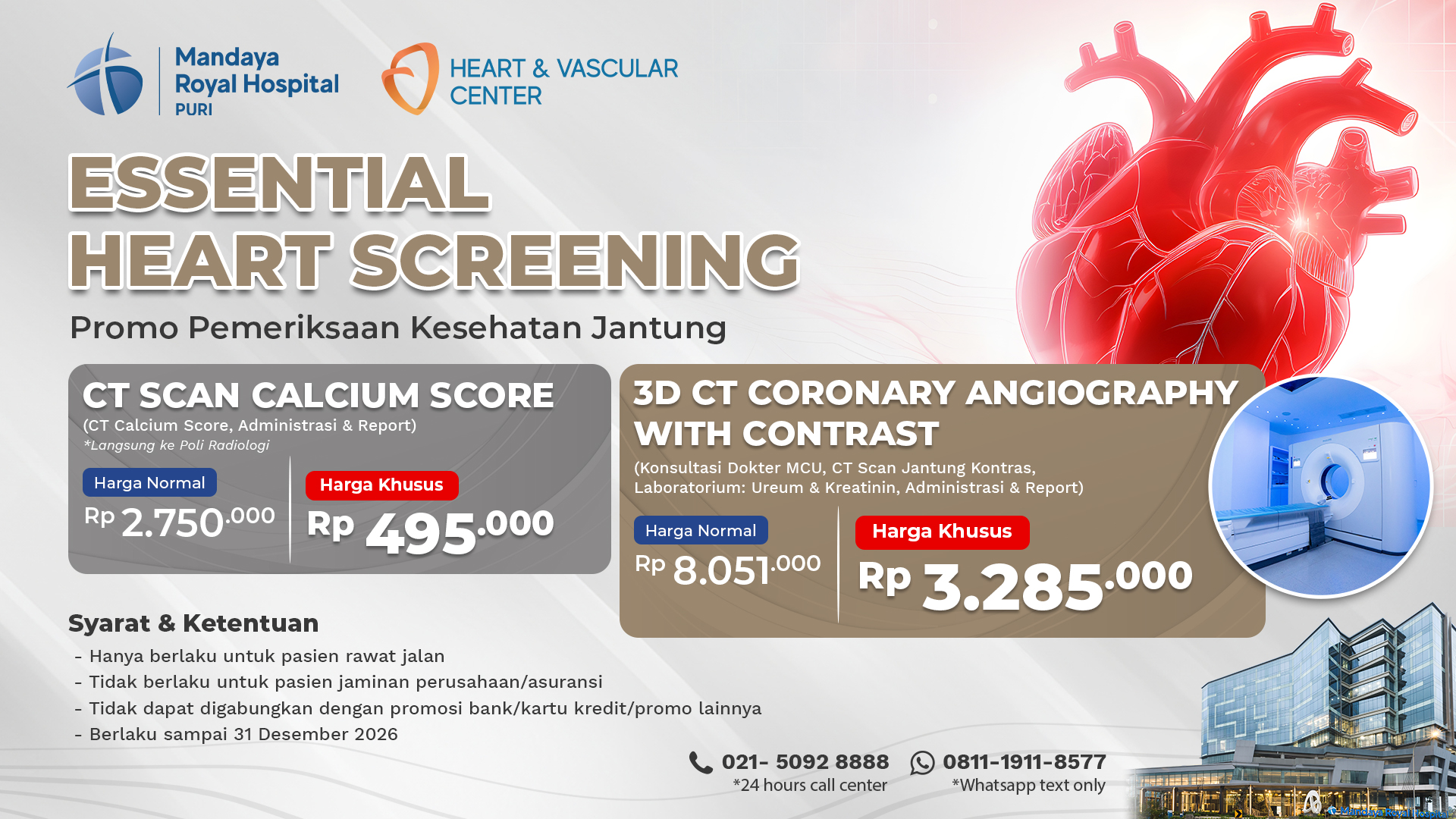 Paket Pemeriksaan Essential Heart Screening 2026 - Mandaya Royal Hospital Puri