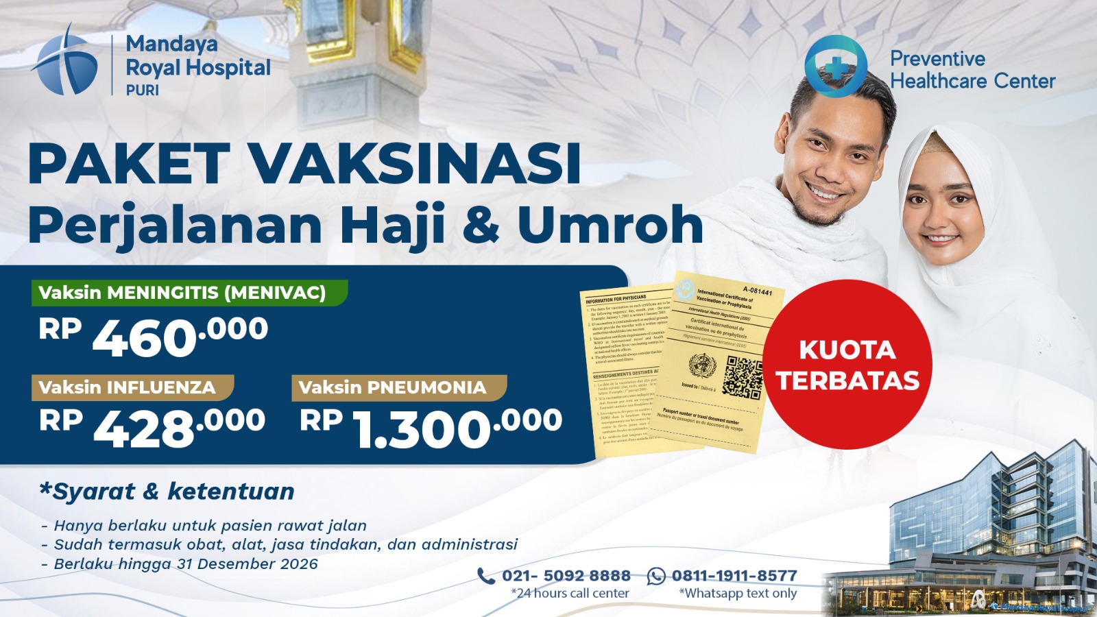 Paket Vaksinasi Perjalanan Haji & Umroh 2026 – Mandaya Royal Hospital Puri