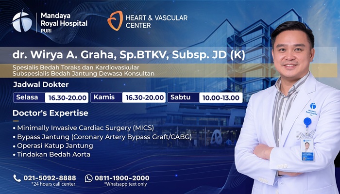 Keahlian dan Jadwal Praktek dr. Wirya A. Graha Sp.BTKV, Subsp.JD(K) di RS Mandaya Royal Puri