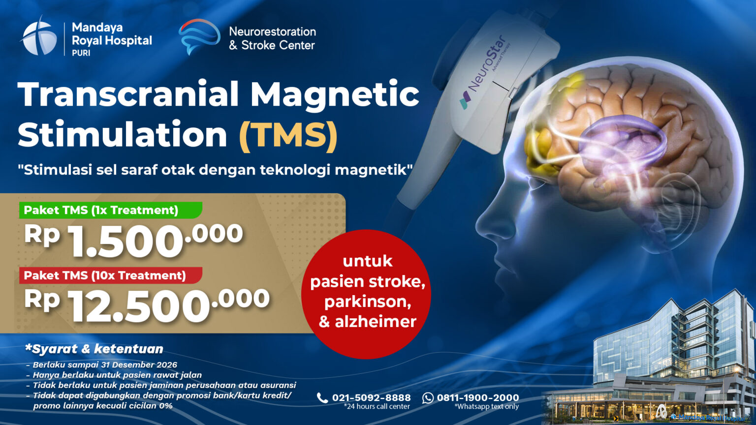 Harga Paket Transcranial Magnetic Stimulation (TMS) 2026 – Mandaya Royal Hospital Puri